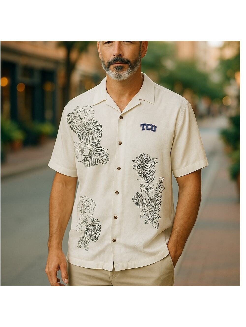 NWT Tommy Bahama Silk TCU Texas Christain University Camp Shirt Mens 3XL
